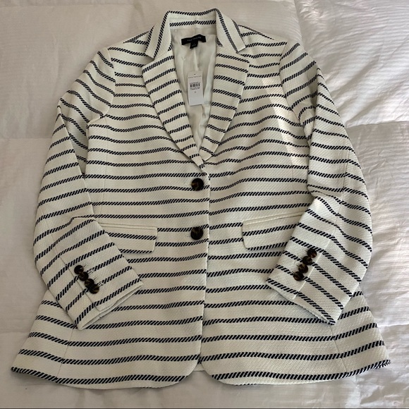 Ann Taylor NWT White and Navy Stripes Blazer - Picture 1 of 2